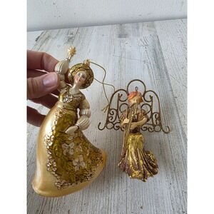 Harp gold Angel cherub star ornament Xmas tree‎